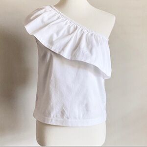 J Crew One Shoulder Blouse White Size XS
